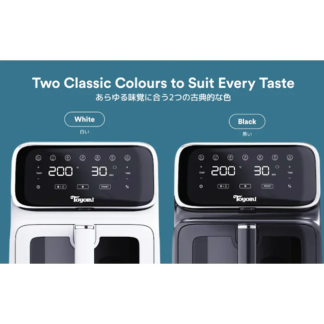 TOYOMI 5.5L Steam Air Fryer AF 5579ST - White - 7 - Dual color options for versatile kitchen appliances, White and Black