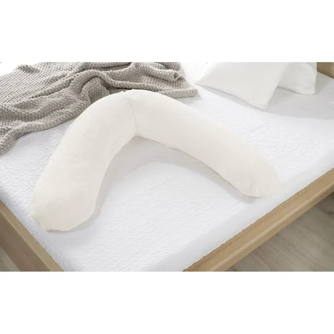 Theraline The Original Maternity and Nursing Pillow - Cream Fine Knit - 2 - White textured mattress, cozy pillows, soft