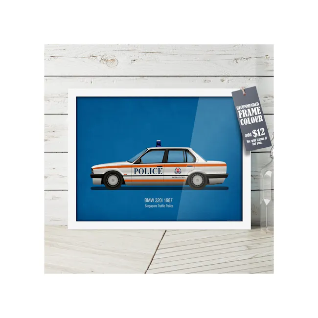 Singapore Yesteryear Traffic Police Patrol Car Poster 30 x 40cm - 2