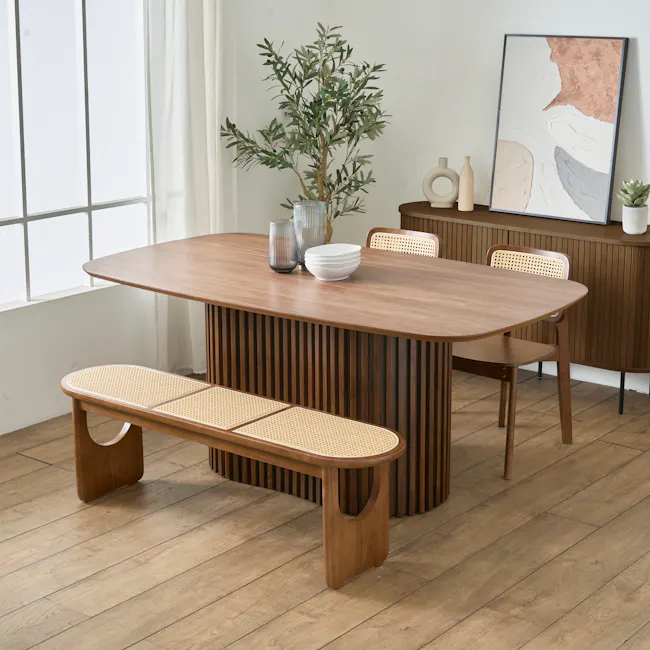 Arine Rattan Bench 1.4m - Walnut - 2