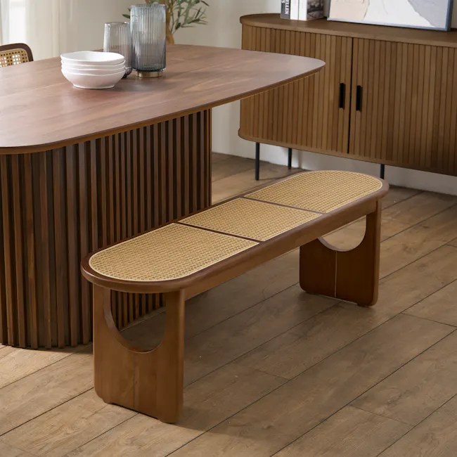 Arine Rattan Bench 1.4m - Walnut - 3