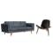 Carter 3 Seater Sofa in Navy with Logan Lounge Chair in Black