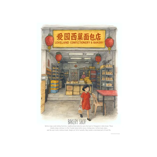 Singapore Yesteryear Bakery Shop Poster 30 x 40cm - 1