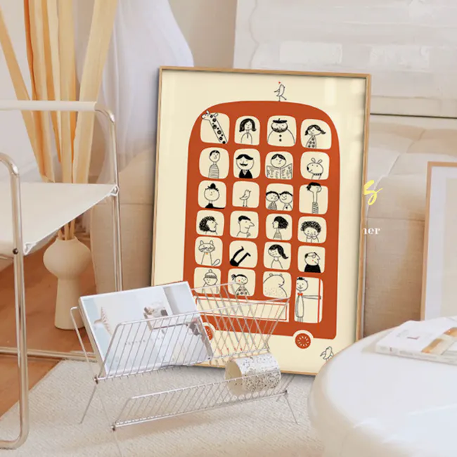 Whimsy on Wheels Framed Canvas 40 x 60 cm - 8 - Modern living room decor featuring a whimsical framed illustration.