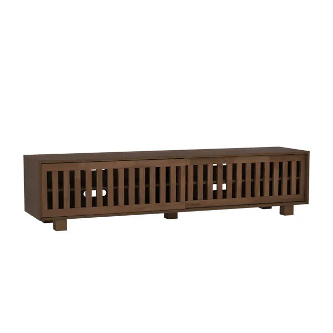 Keita TV Console 1.8m - Walnut - 8 - Wooden sideboard, modern design, vertical slats, minimalist style, rectangular shape
