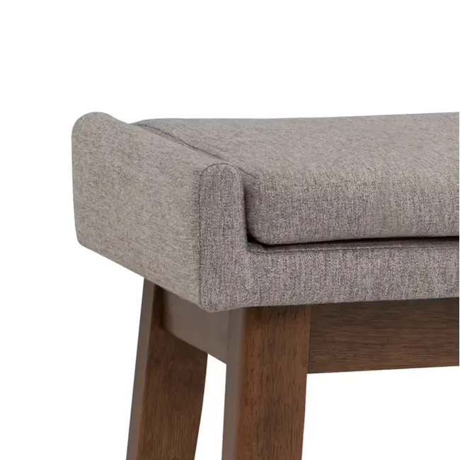 Fabian Bench 1.1m - Cocoa, Dolphin Grey (Fabric) - 7 - Grey upholstered bench, wooden legs, minimalist design, textured