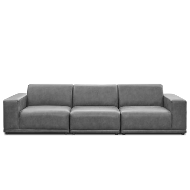 Milan 4 Seater Sofa - Lead Grey (Faux Leather) - 0