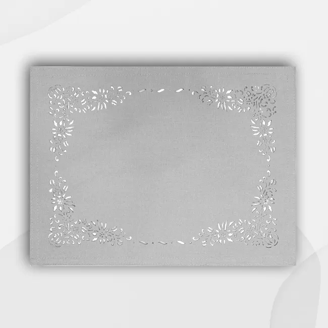 RAPEE Jardin Placemat - Grey - 5 - Lace-edged, elegant, floral, decorative, textured, neutral, gray, soft, sophisticated