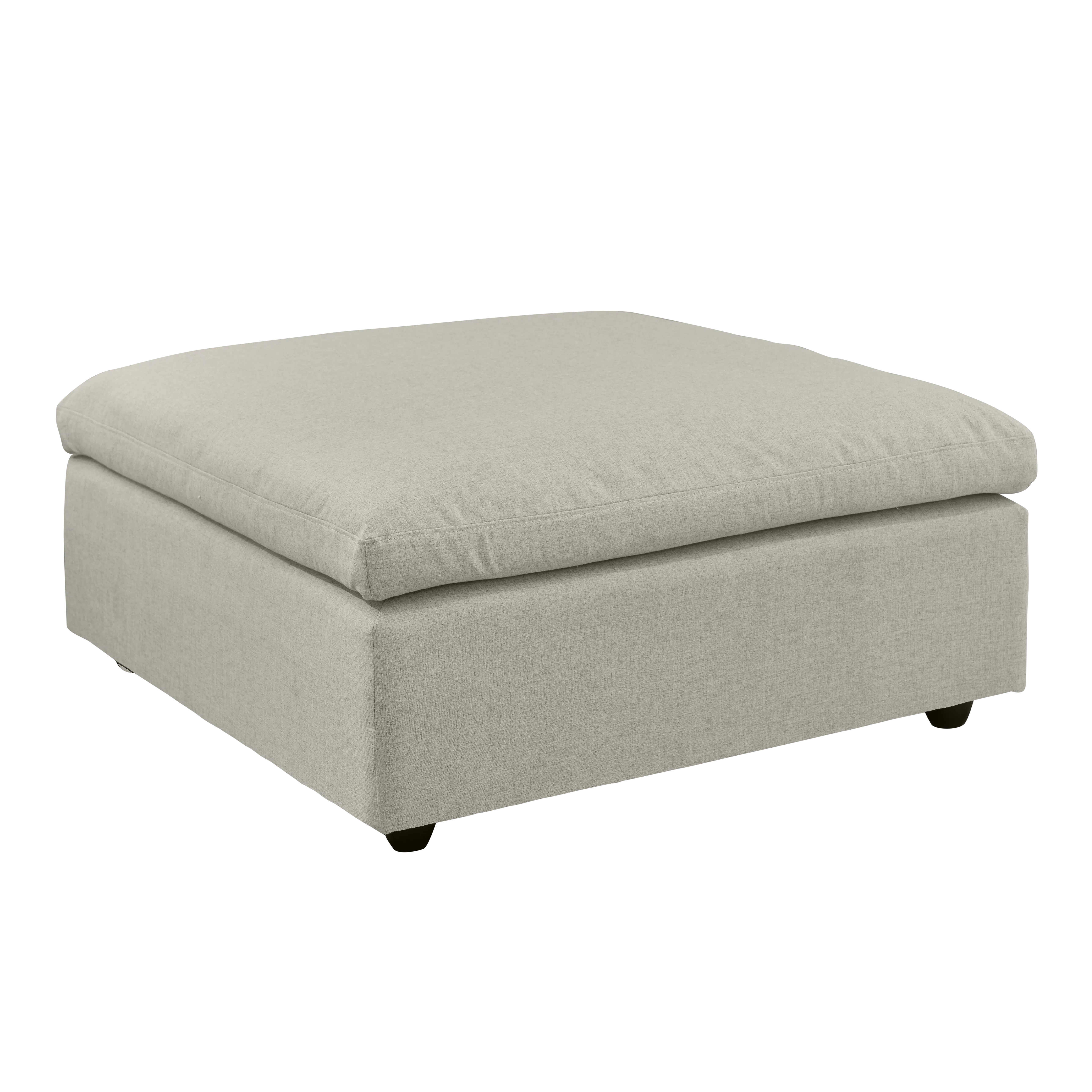 Liam 4 Seater Extended Sofa - Ivory (Fabric) - 26 - Light gray cushion, upholstered bench, minimalist design, soft fabric