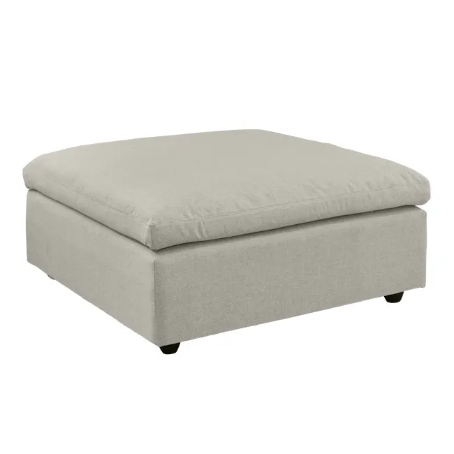 Liam 4 Seater Extended Sofa - Ivory (Fabric) - 26 - Light gray cushion, upholstered bench, minimalist design, soft fabric