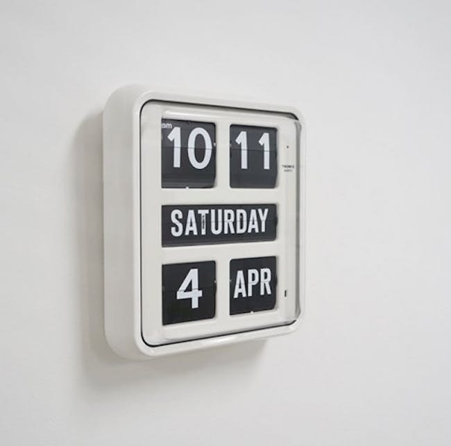 TWEMCO Big Calendar Flip Wall Clock - White Case White Dial - 4