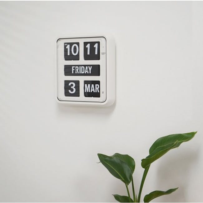 TWEMCO Big Calendar Flip Wall Clock - White Case White Dial - 1