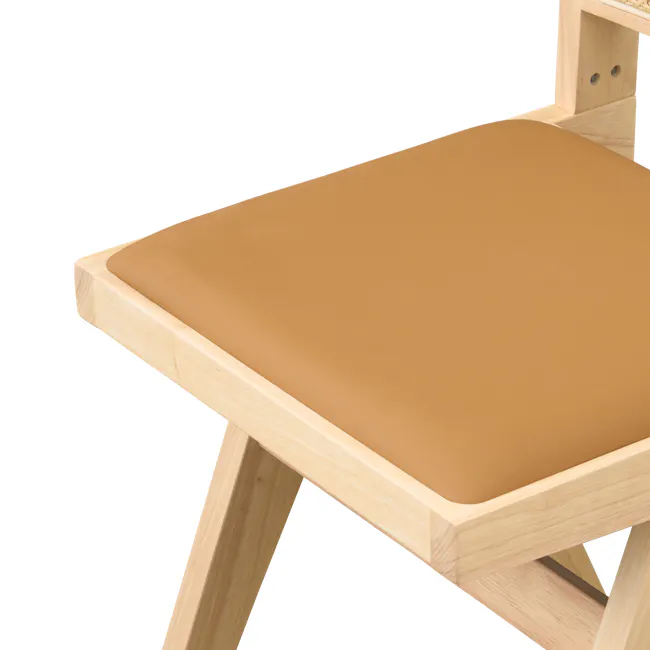 Dean Rattan Chair - Oak, Tan (Faux Leather) - 6