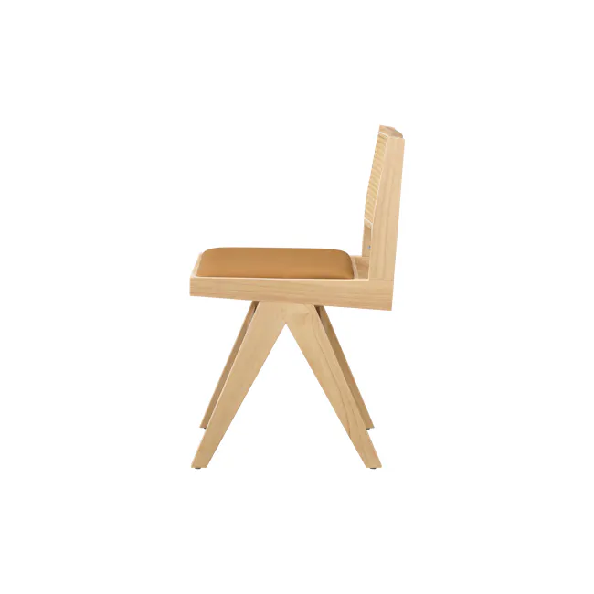Dean Rattan Chair - Oak, Tan (Faux Leather) - 4