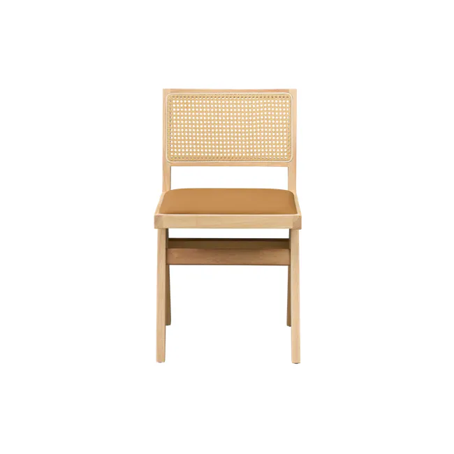 Dean Rattan Chair - Oak, Tan (Faux Leather) - 3