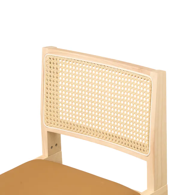Dean Rattan Chair - Oak, Tan (Faux Leather) - 5