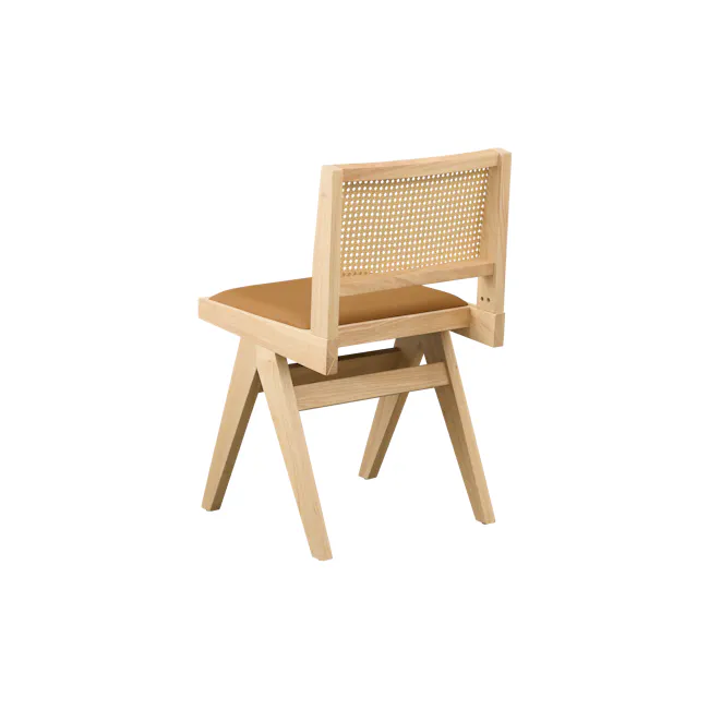 Dean Rattan Chair - Oak, Tan (Faux Leather) - 2