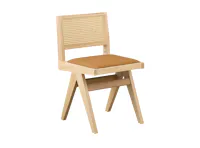Dean Rattan Chair - Oak, Tan (Faux Leather)