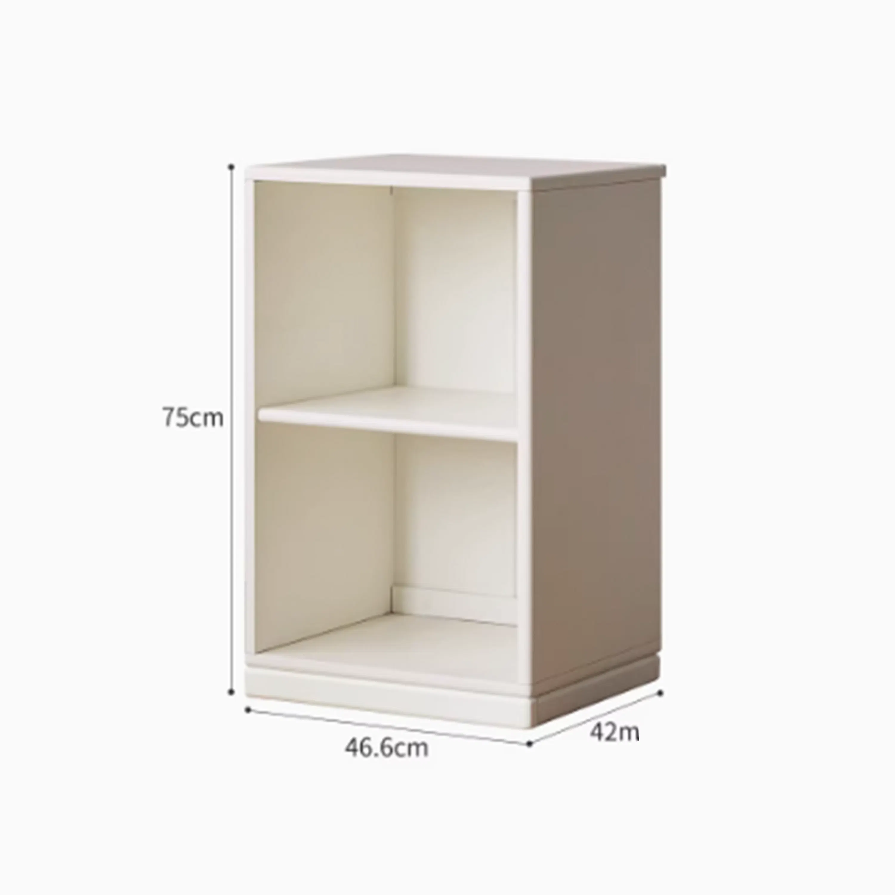Mika Kids 2 Tier Open Shelf - 12 - Compact shelving unit with open shelves, White, minimalist storage solution, Adjustable