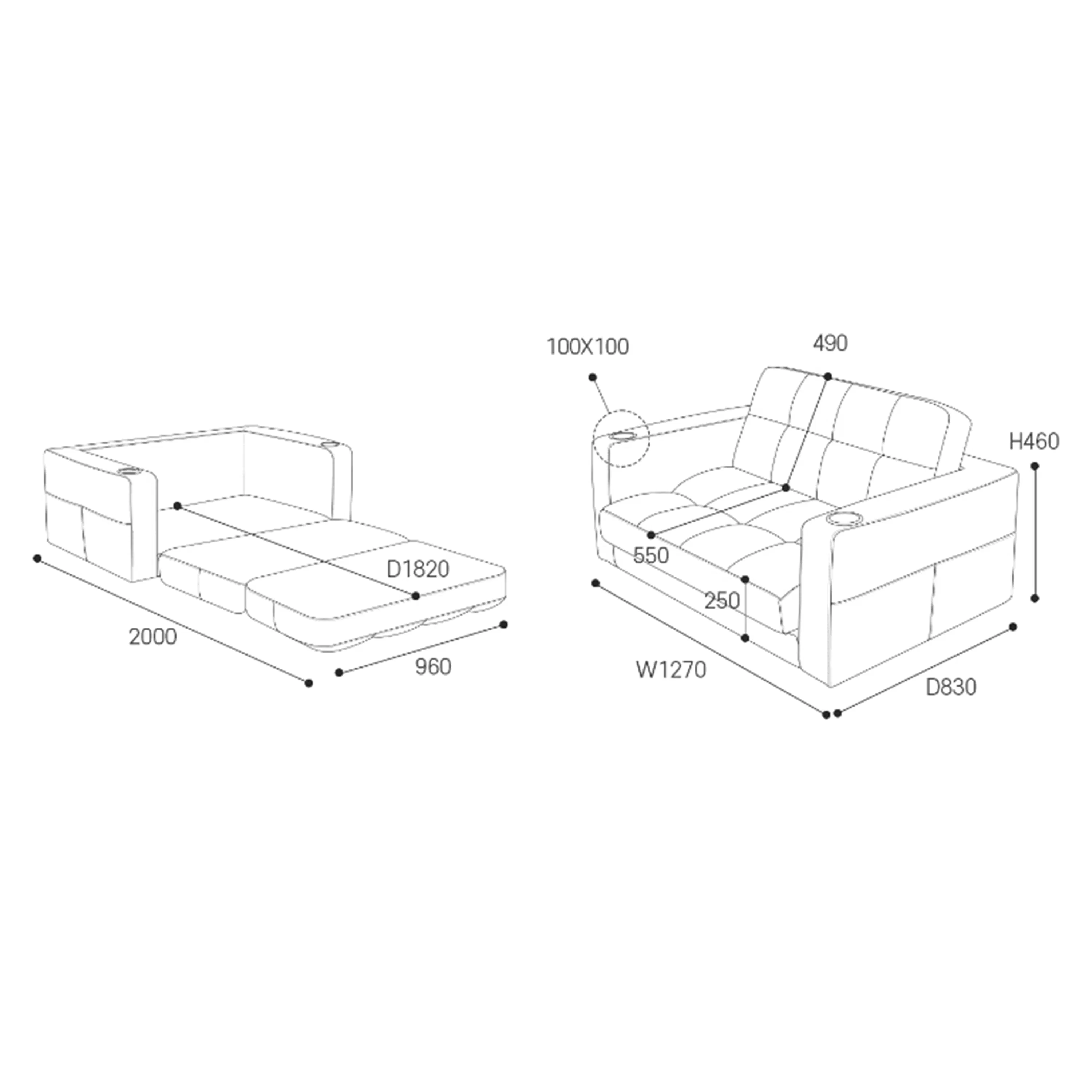 Holmes 2 Seater Sofa Bed - Ivory (Eco Clean Fabric) - 7