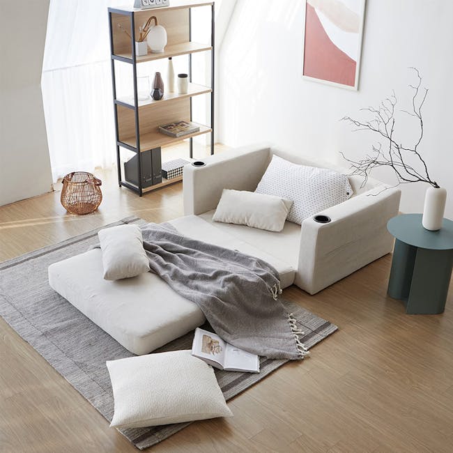 Holmes 2 Seater Sofa Bed - Ivory (Eco Clean Fabric), Holmes Holmes 2 Seater Sofa Bed - Ivory (Eco Clean Fabric), Holmes