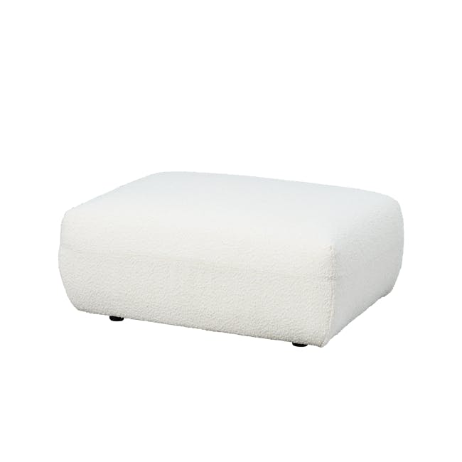 Nomi 3 Seater Sofa with Ottoman - White Boucle (Eco Clean Fabric) - 34