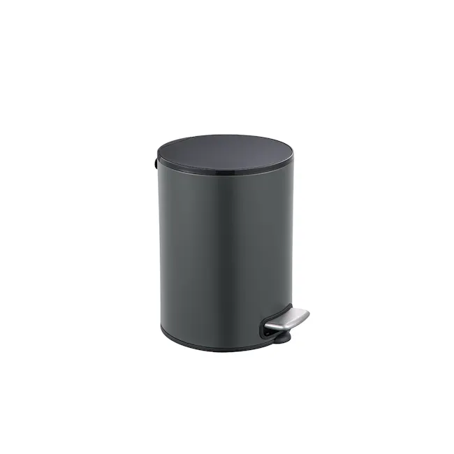 Rene Luxe Pedal Bin (2 Sizes) - 1 - Sleek, modern cylindrical trash can with matte black finish, Minimalist design with a