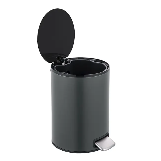 Rene Luxe Pedal Bin (2 Sizes) - 3 - Black cylindrical trash can, sleek design, modern aesthetic, minimalist style