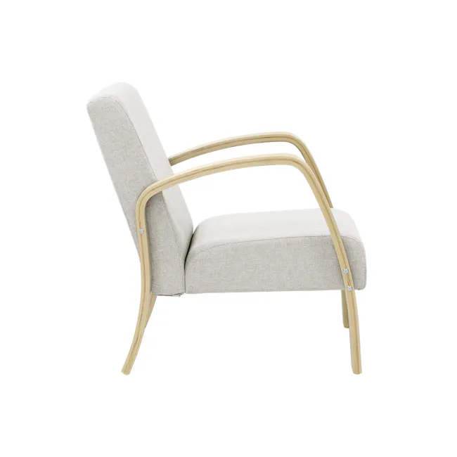 Mizuki 2 Seater Sofa - Beige - 8 - Modern minimalist chair, light gray fabric, wooden frame, elegant design, contemporary