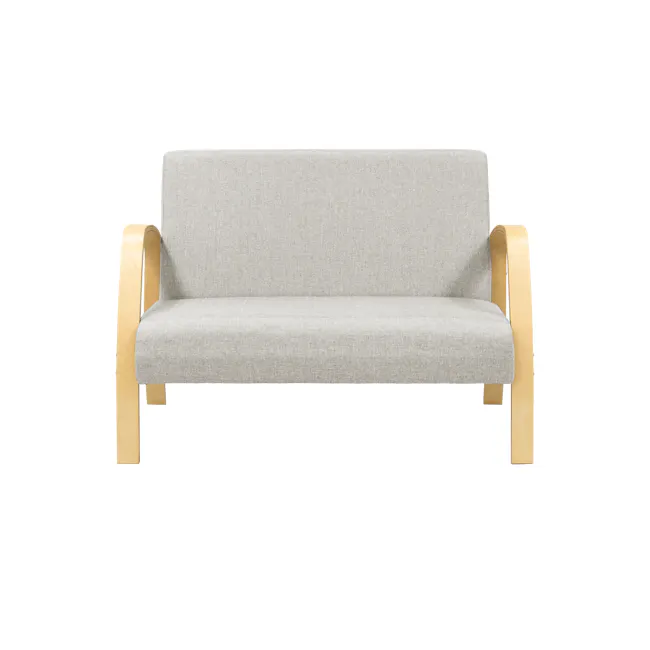 Mizuki 2 Seater Sofa - Beige - 10 - Grey upholstered chair, light wood frame, modern design, minimalist style, neutral color