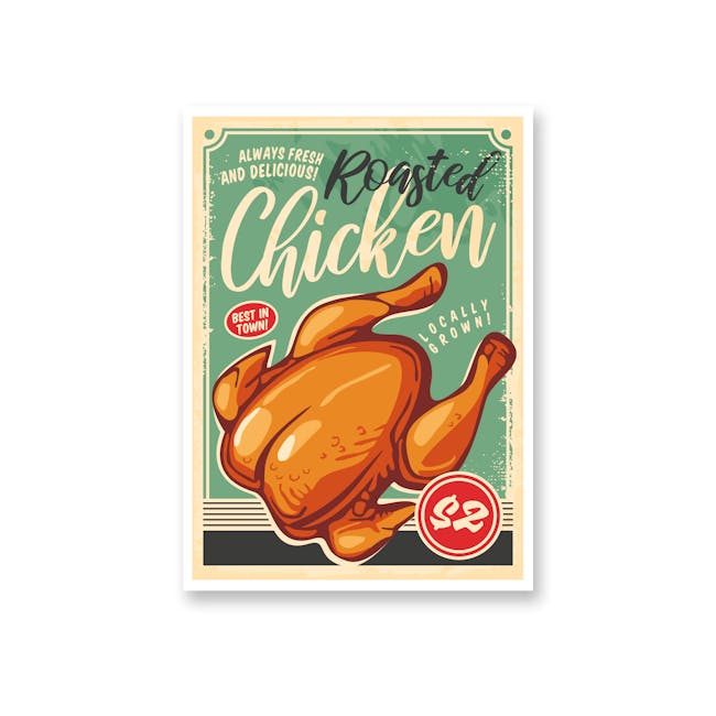 Borderless Graphic Art Print on Paper (2 Sizes) - Roasted Chicken - 0