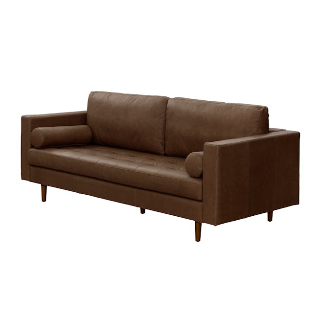 Nolan 3 Seater Sofa - Mocha Brown (Premium Aniline Leather) - 3