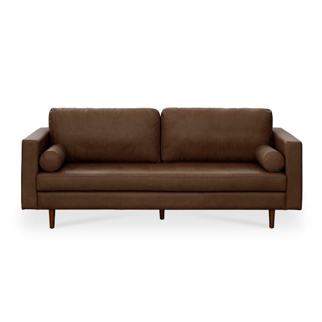 Nolan 3 Seater Sofa - Mocha Brown (Premium Aniline Leather) - 0