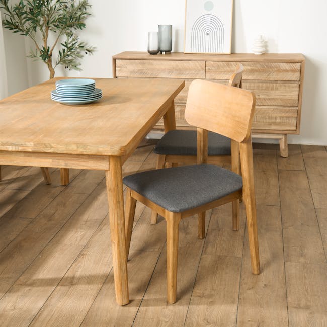 Todd Extendable Dining Table 1.6m-2m with 4 Todd Cushioned Dining Chairs - 2 - Wooden dining table, wooden chairs, wooden