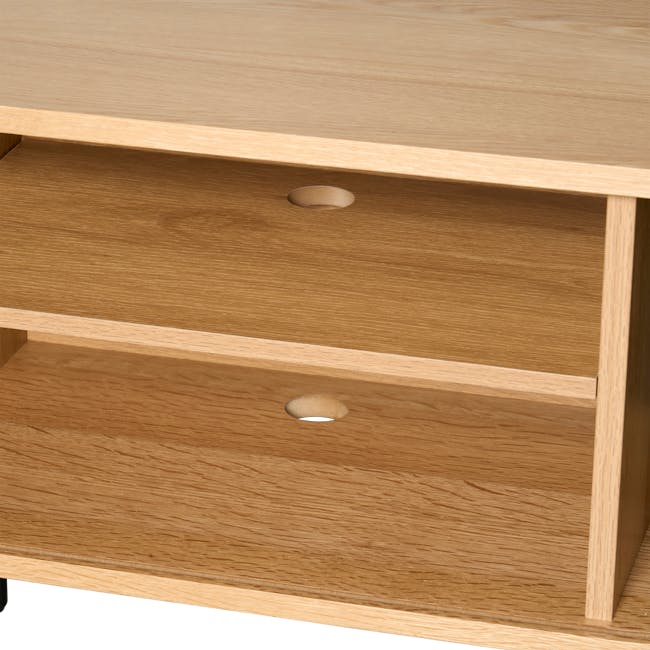 Nola TV Console 1.5m - Oak - 6 - Wooden shelf, light brown wood, shelf legs, wooden drawer, wooden shelf legs, wooden shelf