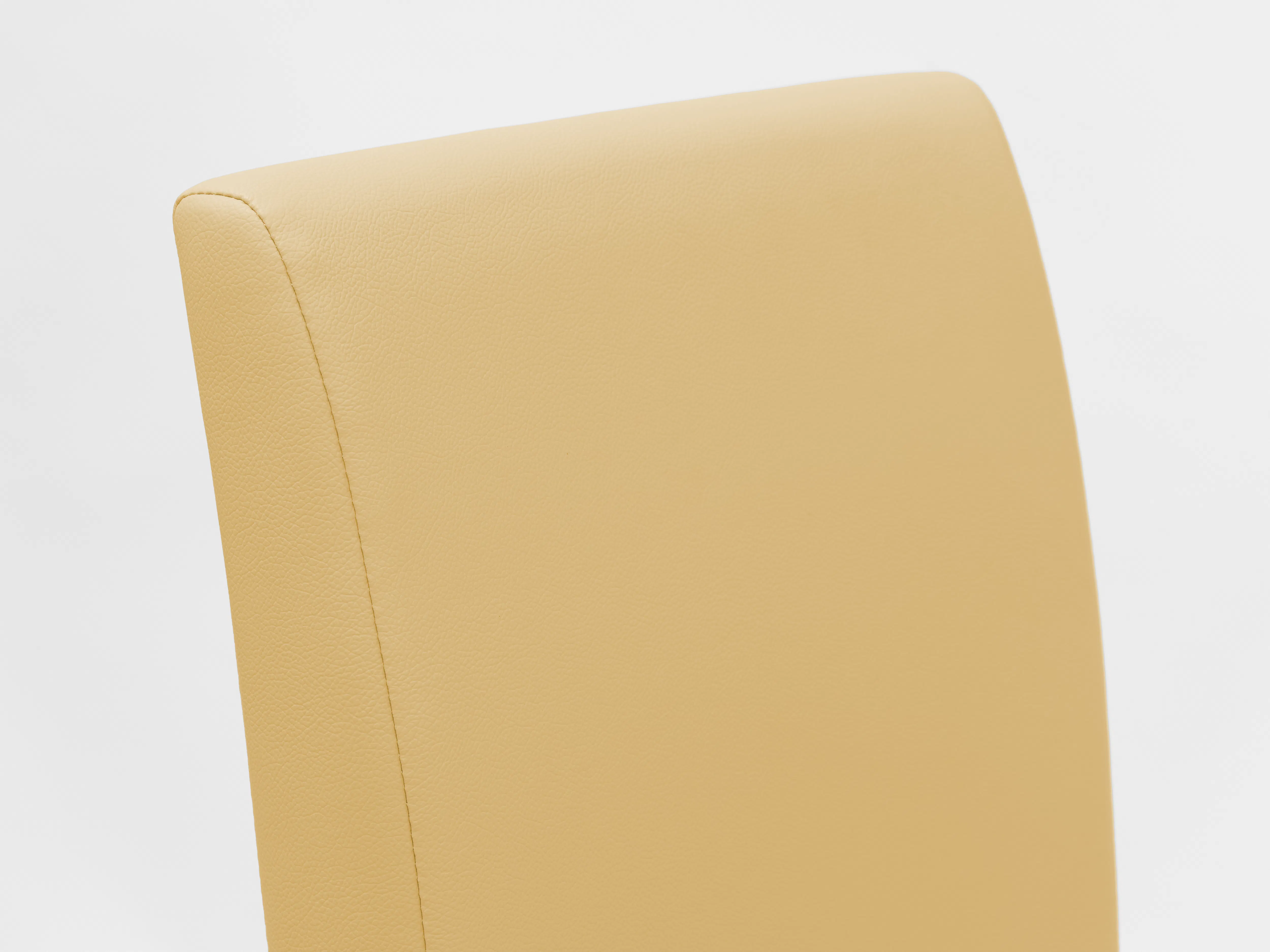 Dahlia Dining Chair - Cocoa, Caramel (Faux Leather) - 9 - Yellow leather chair, minimalist design, smooth texture