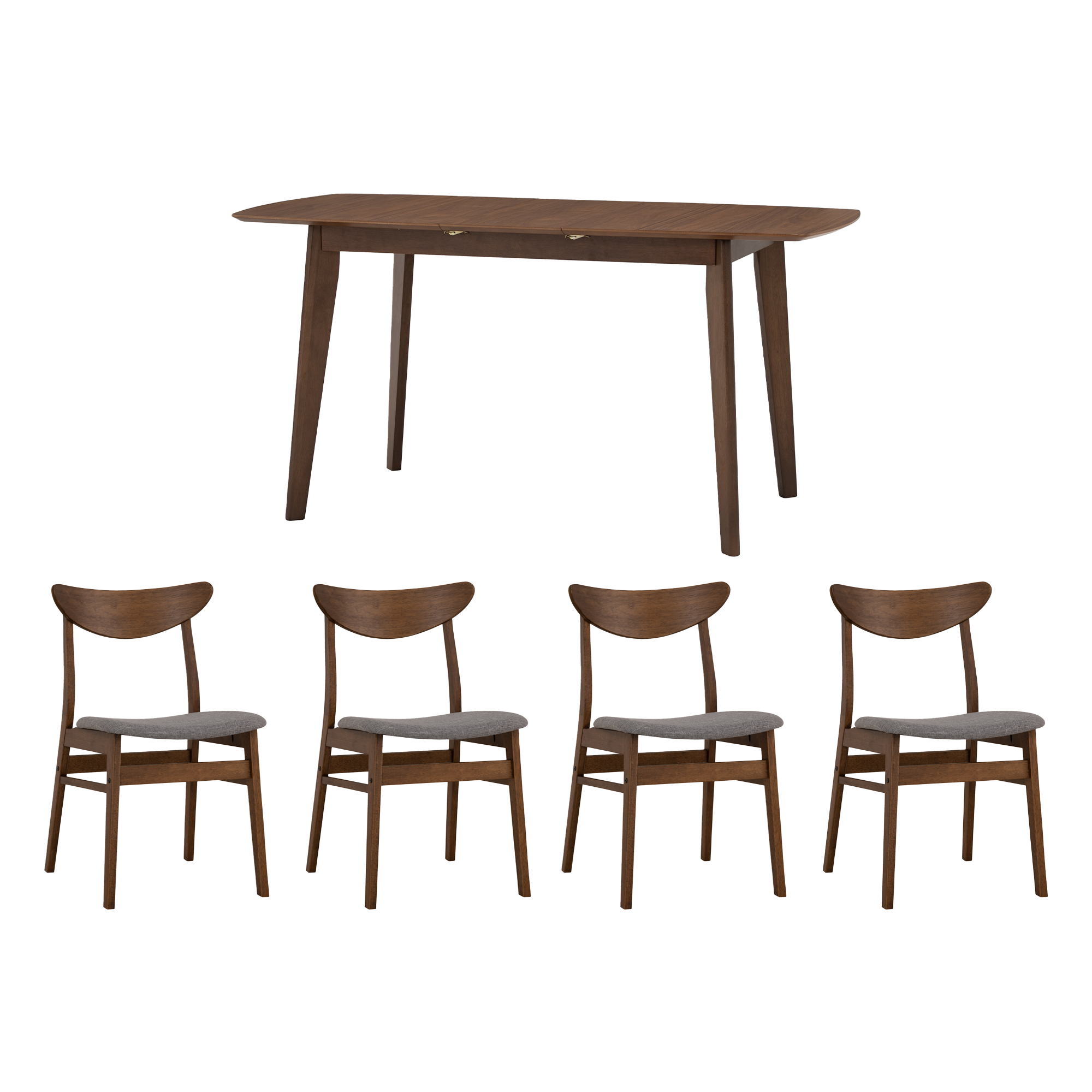 Harold Extendable Dining Table 1.2m-1.5m with 4 Macy Chairs in Cocoa