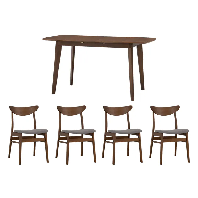 Harold Extendable Dining Table 1.2m-1.5m with 4 Macy Chairs in Cocoa - 1