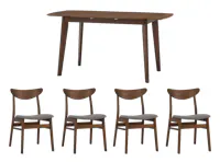 Harold Extendable Dining Table 1.2m-1.5m with 4 Macy Chairs in Cocoa