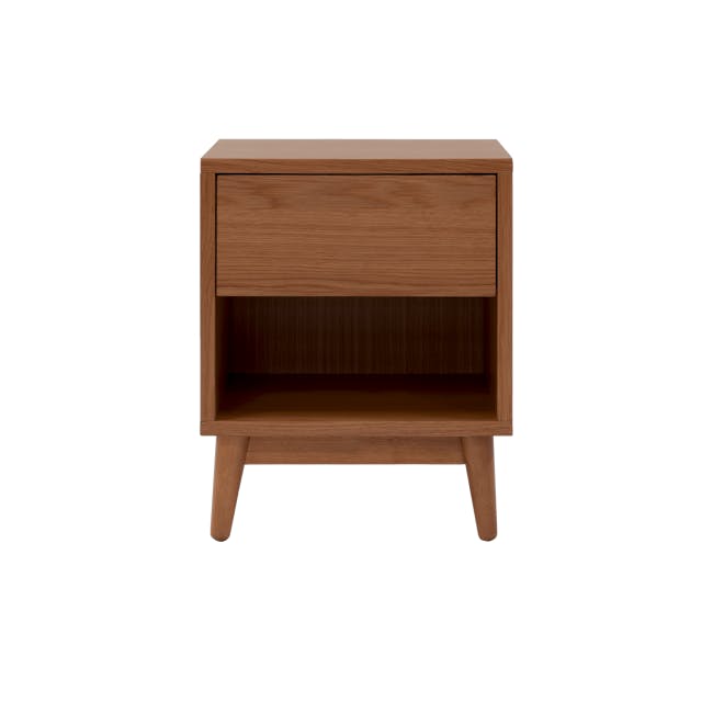 Cassius 2 Drawer Queen Bed in Walnut, Shark Grey with 2 Kyoto Top Drawer Bedside Tables in Walnut - 12