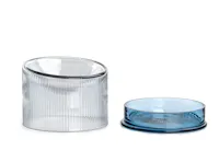 FURRYTAIL Fooddict Elevated Glass Feeding Bowl - Blue