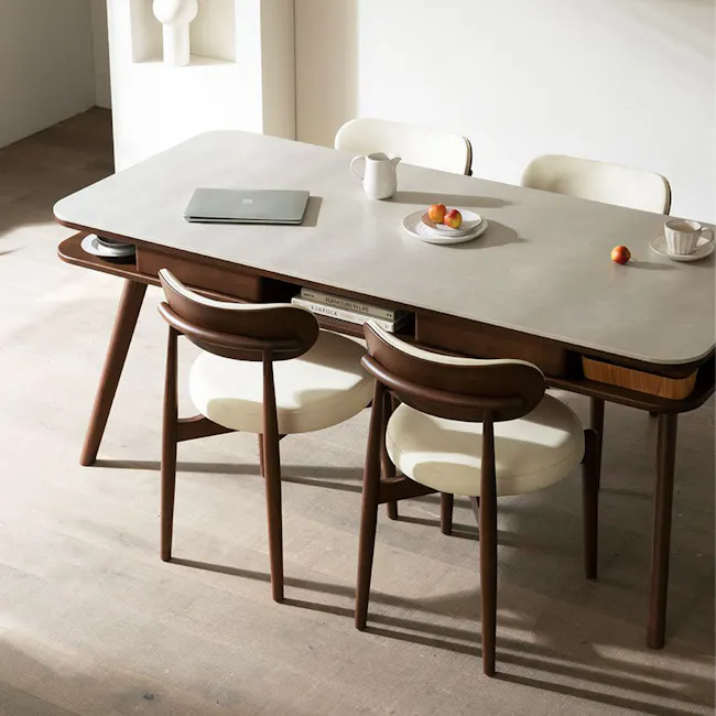 Lornell Storage Dining Table 1.8m - Walnut, Sintered Stone - 3