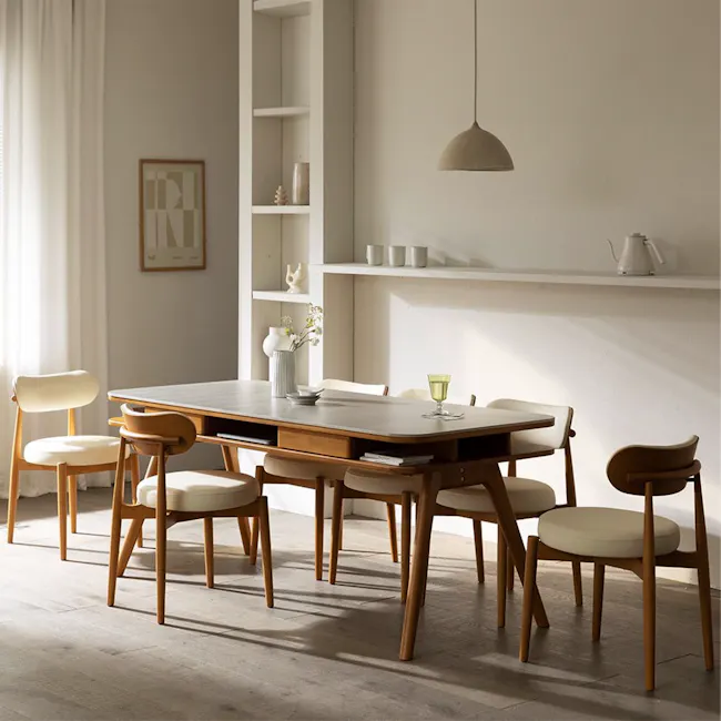 Lornell Storage Dining Table 1.8m - Walnut, Sintered Stone - 19