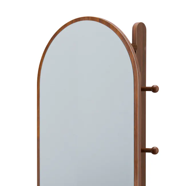Quino Swivel Standing Mirror with Storage - Walnut - 7