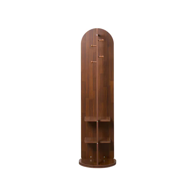 Quino Swivel Standing Mirror with Storage - Walnut - 4