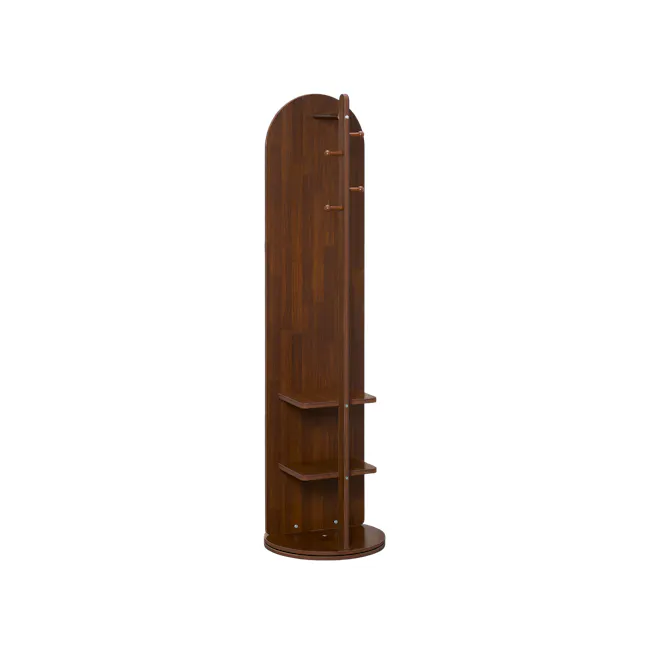 Quino Swivel Standing Mirror with Storage - Walnut - 5