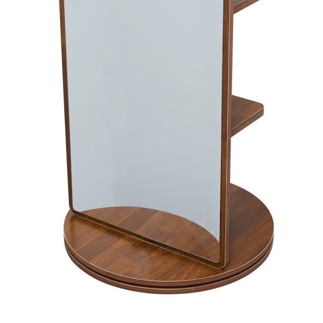 Quino Swivel Standing Mirror with Storage - Walnut - 6