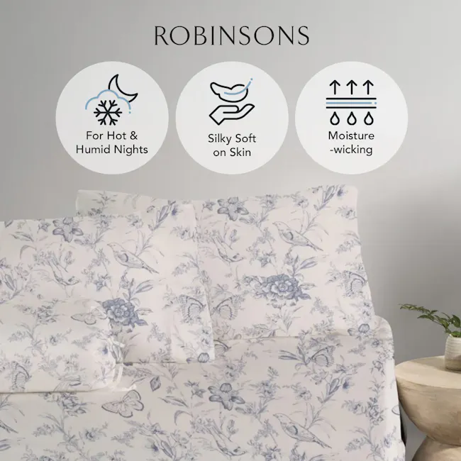 Robinsons Cool Bamboo Printed Fitted Sheet Set - Belle Toile (4 Sizes) - 4