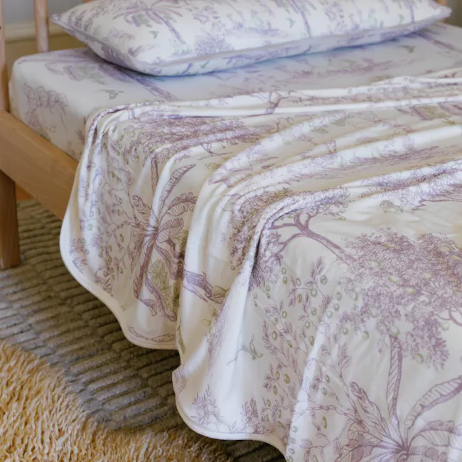 House of Holly Bamboo Blanket - Fruit Toile (Grape) - 3