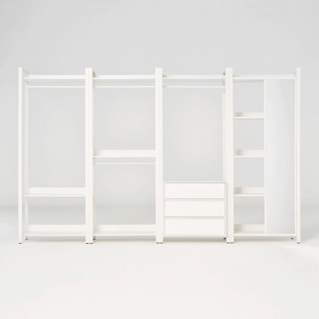 Melo Open Wardrobe with Shelves and Sliding Mirror - 6